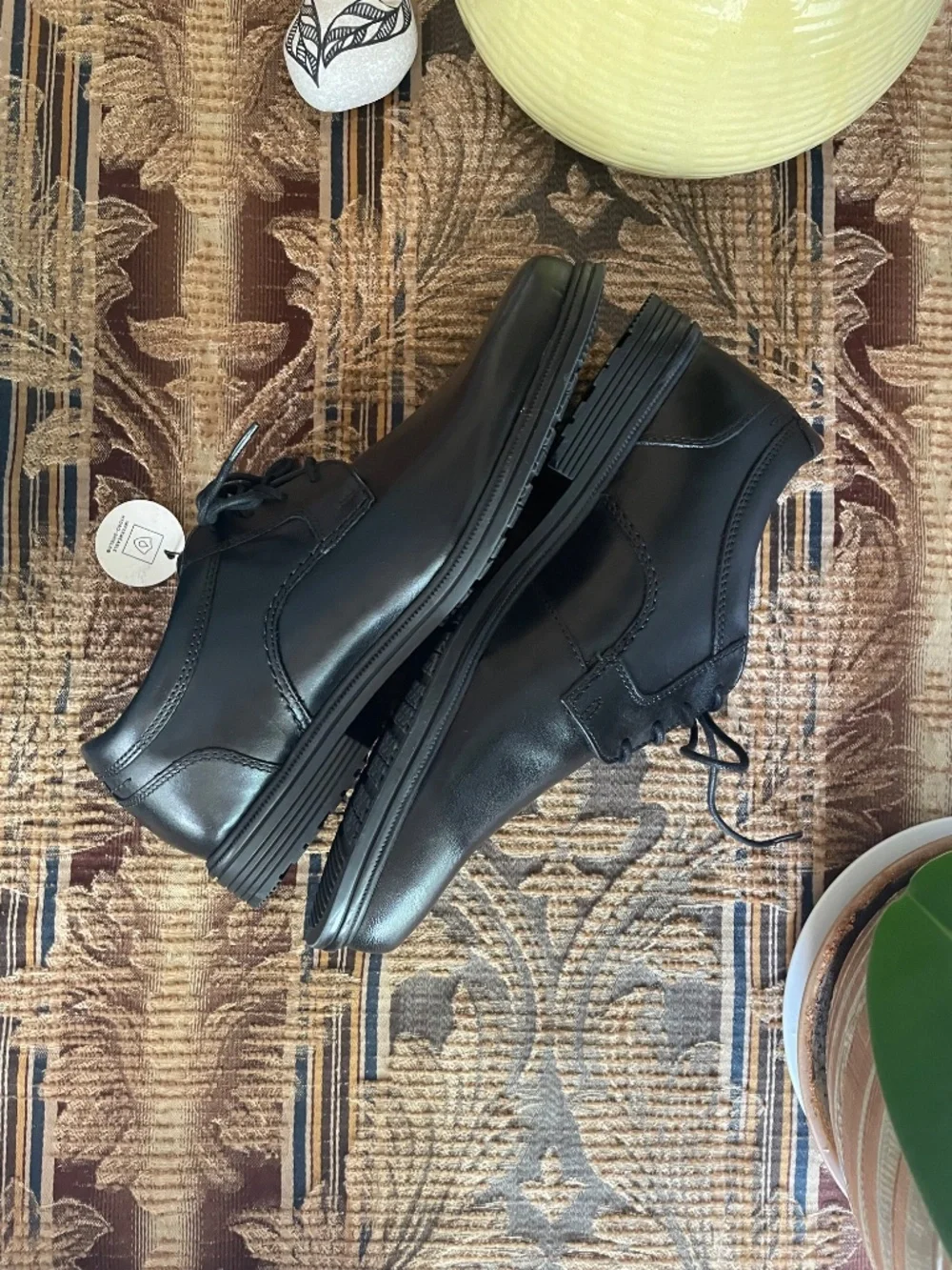 NWT Rockport men's tailor waterproof plain to Oxford, black leather size 8